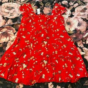 American Eagle - NWT Short Sleeve Red Floral Dress Size: XL